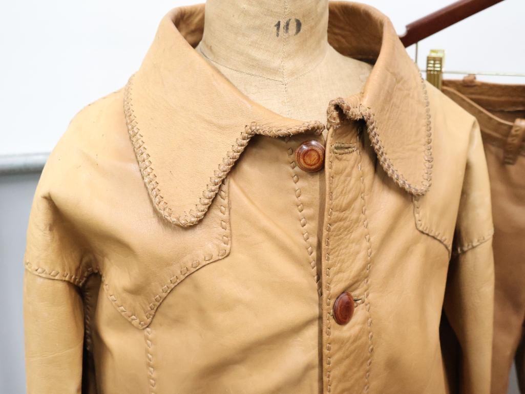 Vintage Handmade Leather Jacket and Pant Set - 3