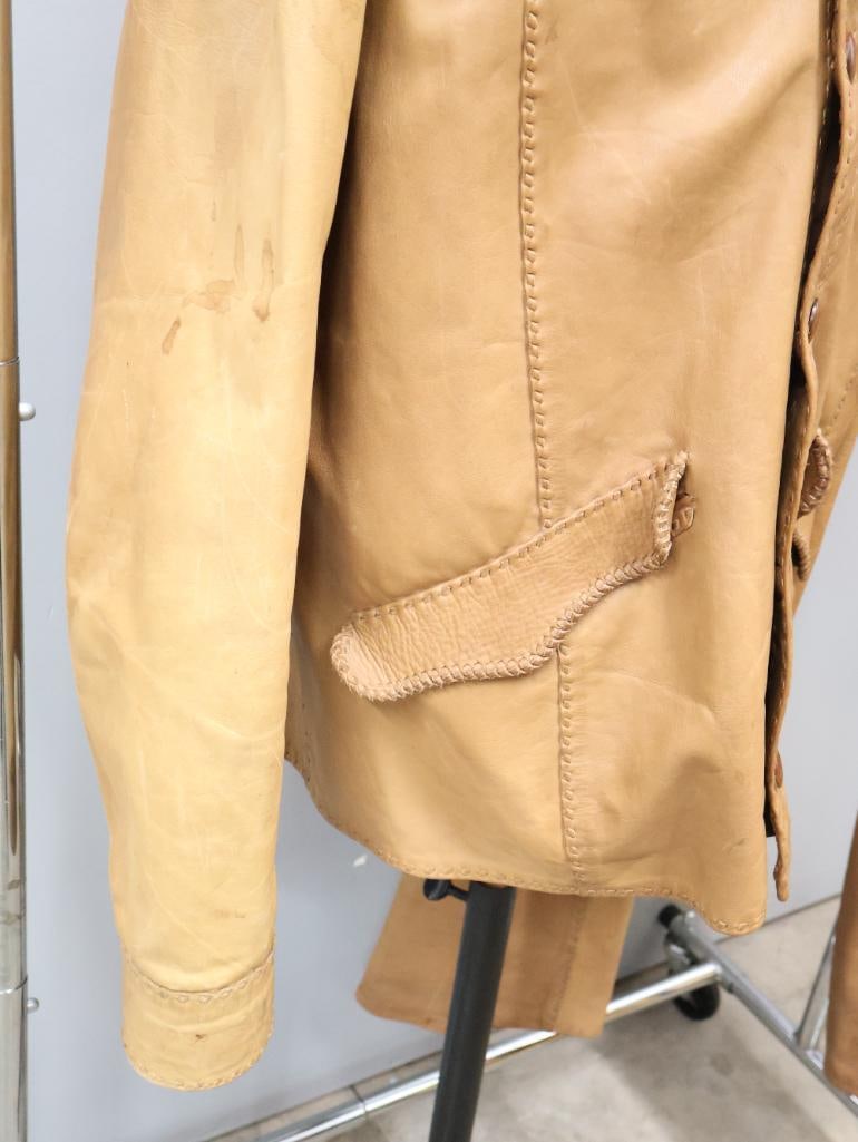 Vintage Handmade Leather Jacket and Pant Set - 5