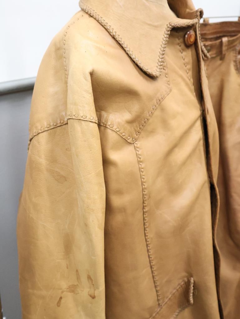 Vintage Handmade Leather Jacket and Pant Set - 6