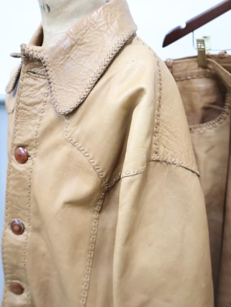 Vintage Handmade Leather Jacket and Pant Set - 7