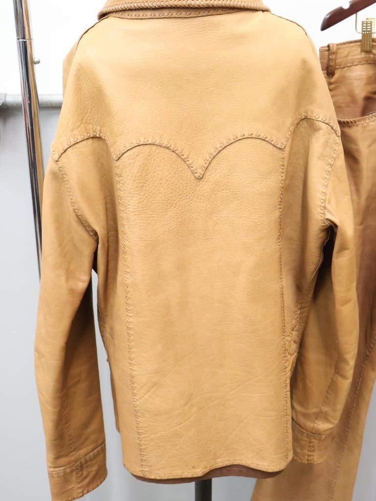 Vintage Handmade Leather Jacket and Pant Set - 9