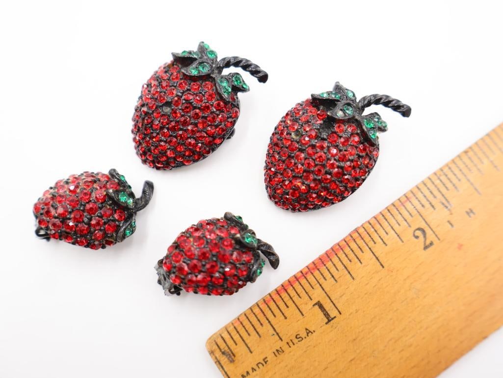 Vintage Weiss Strawberry Earrings and Pins - 2
