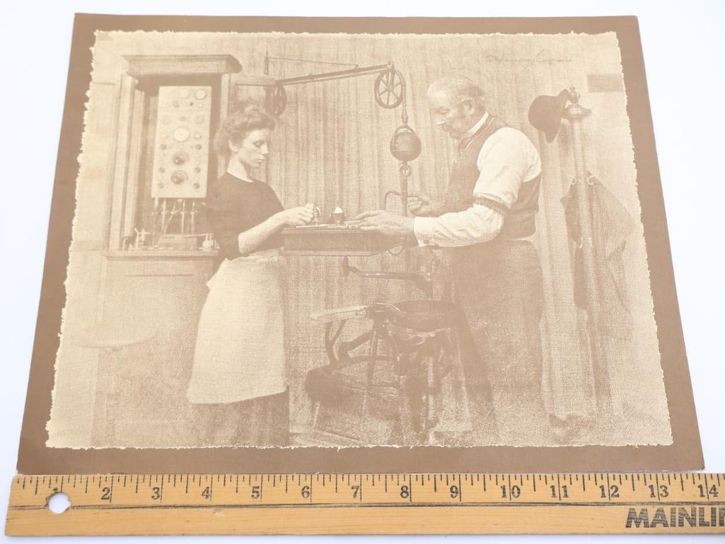 Two Vintage Rolland Hendrickson Sepia Prints of Dentist Offices - 2