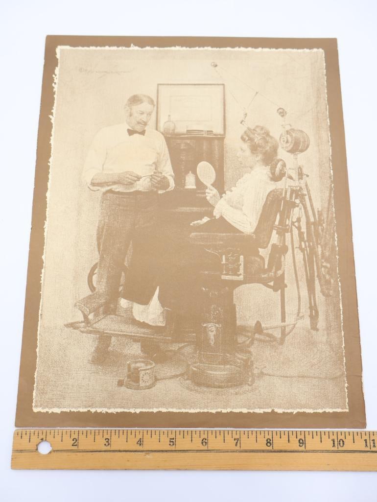 Two Vintage Rolland Hendrickson Sepia Prints of Dentist Offices - 5