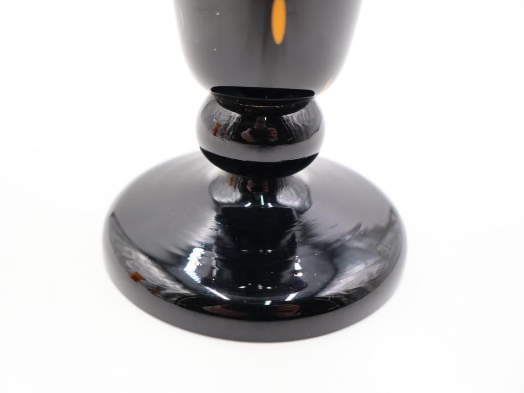 Vintage Czech Black Confetti Vase - 6