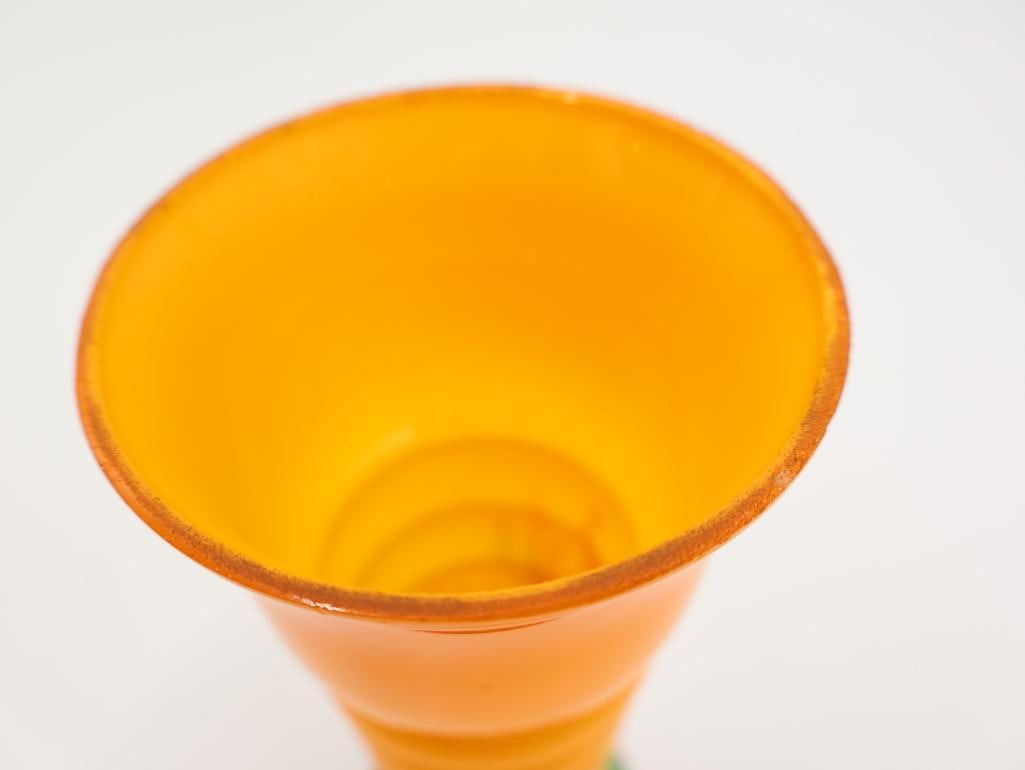 Artisan Bohemian Orange Splatter Vase - 4