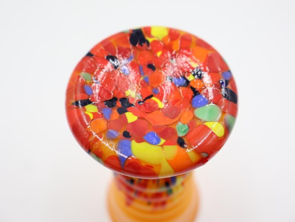 Artisan Bohemian Orange Splatter Vase - 8