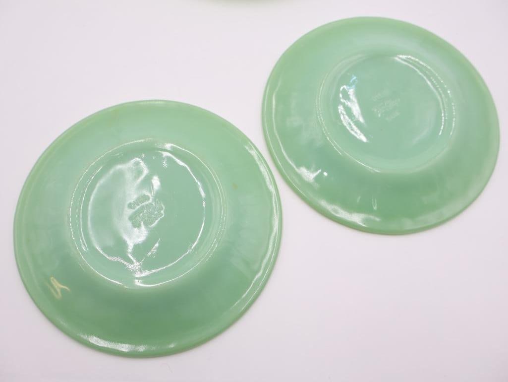 Three Vintage Heavy Duty Jadeite Plate/Saucers - 4