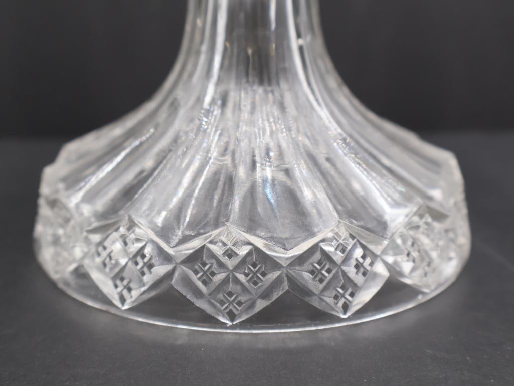 Vintage Glass Cake Stand and Bow Accented Glass Footed Bowl - 7