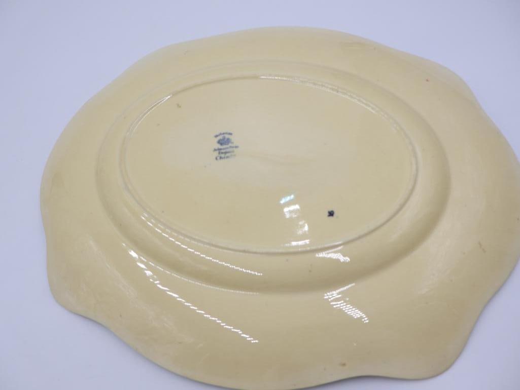 Antique Blue Transferware Platter and Plates - 10