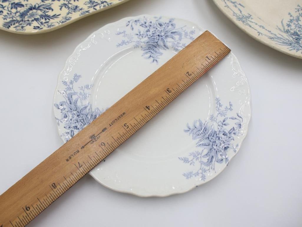 Antique Blue Transferware Platter and Plates - 2