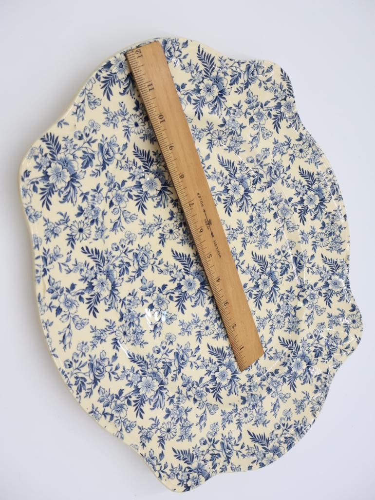 Antique Blue Transferware Platter and Plates - 8