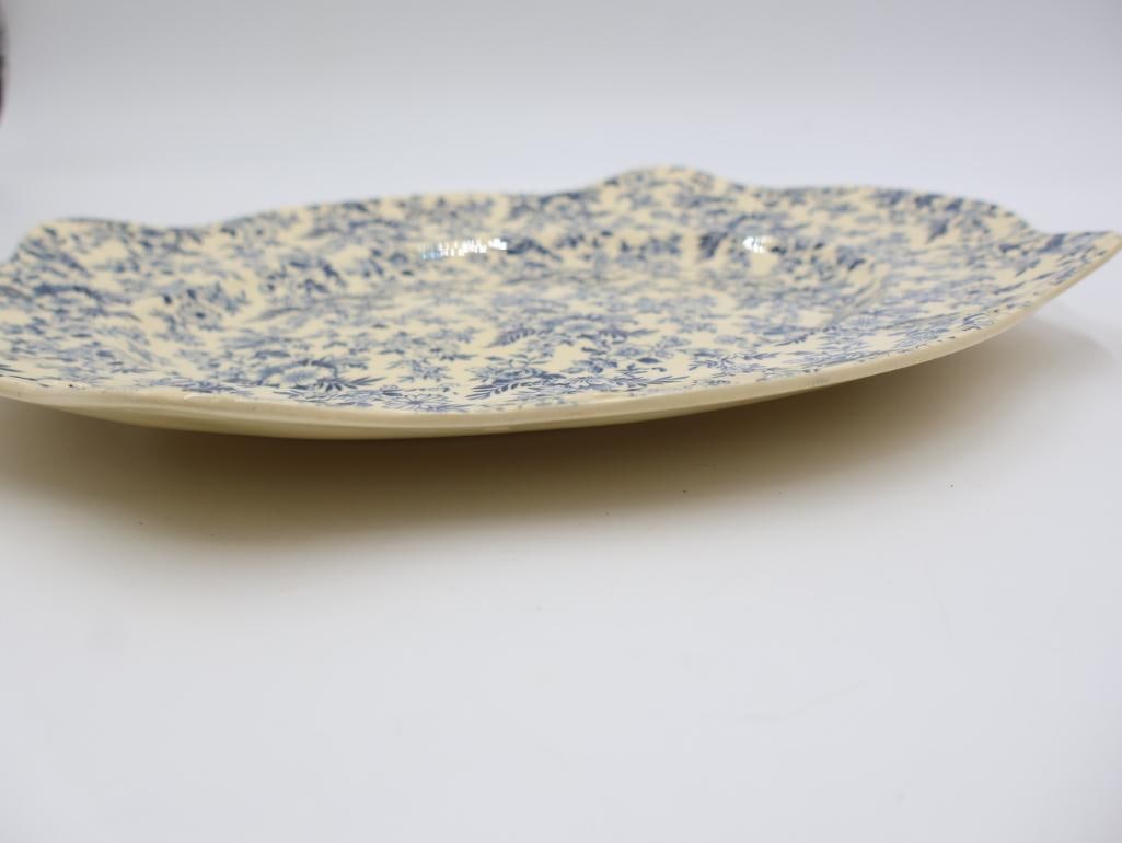 Antique Blue Transferware Platter and Plates - 9