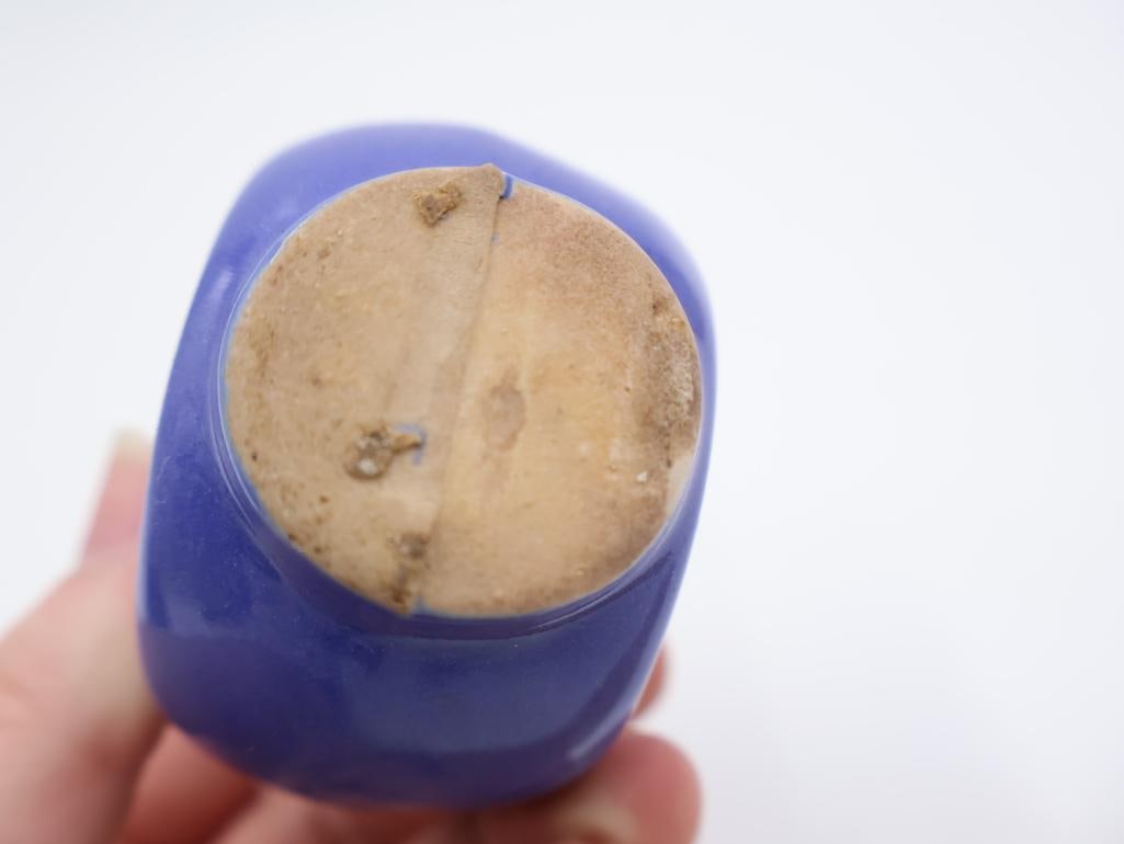 Three Miniature Blue Glaze Yellow Stoneware Jugs - 12