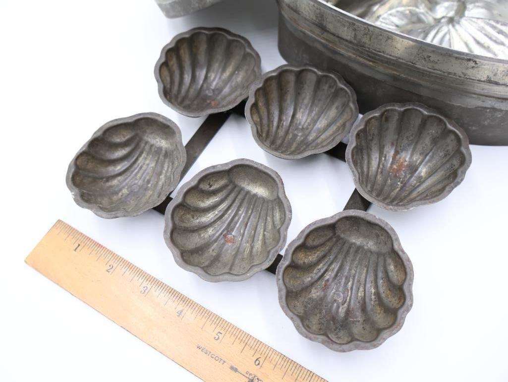 Early 1900's Seashell and Flower Baking Molds - 2