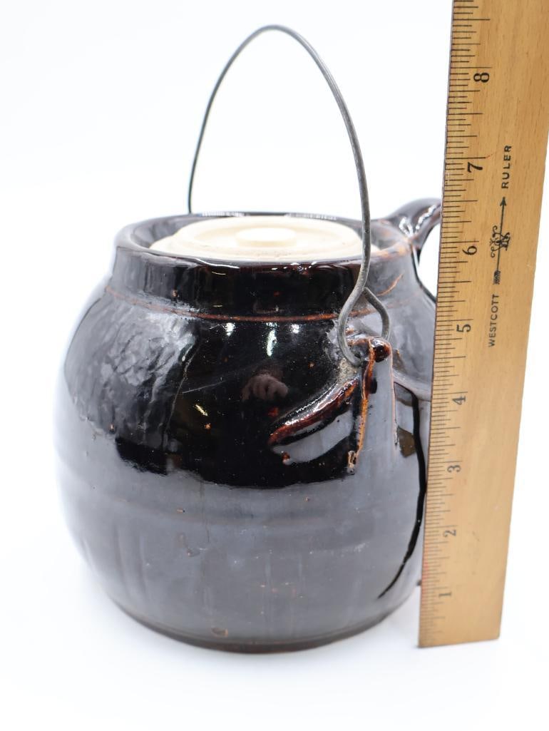 Vintage Stoneware Bean Pot with Lid - 2