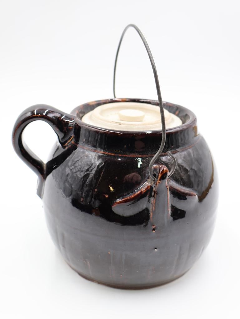 Vintage Stoneware Bean Pot with Lid - 3