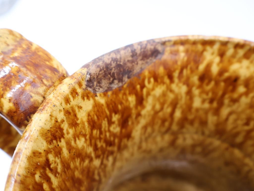 Vintage Large Speckle Glazed Pitcher with Deer Design - 7