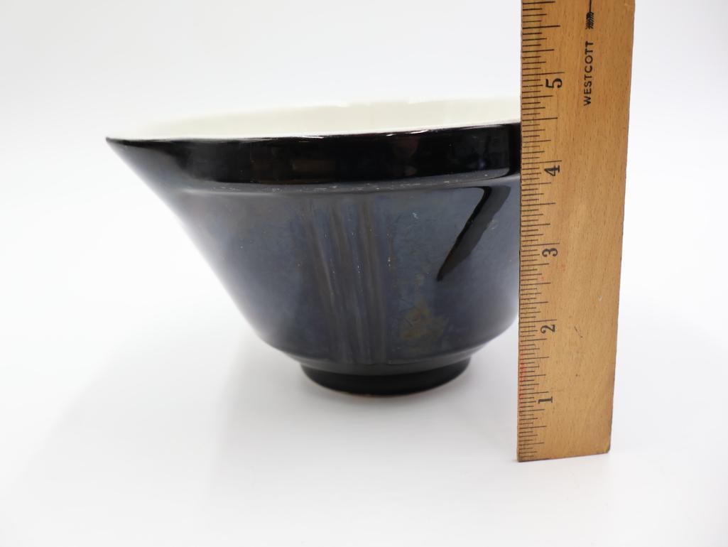 Vintage MCM Black Glazed Batter Bowl - 2