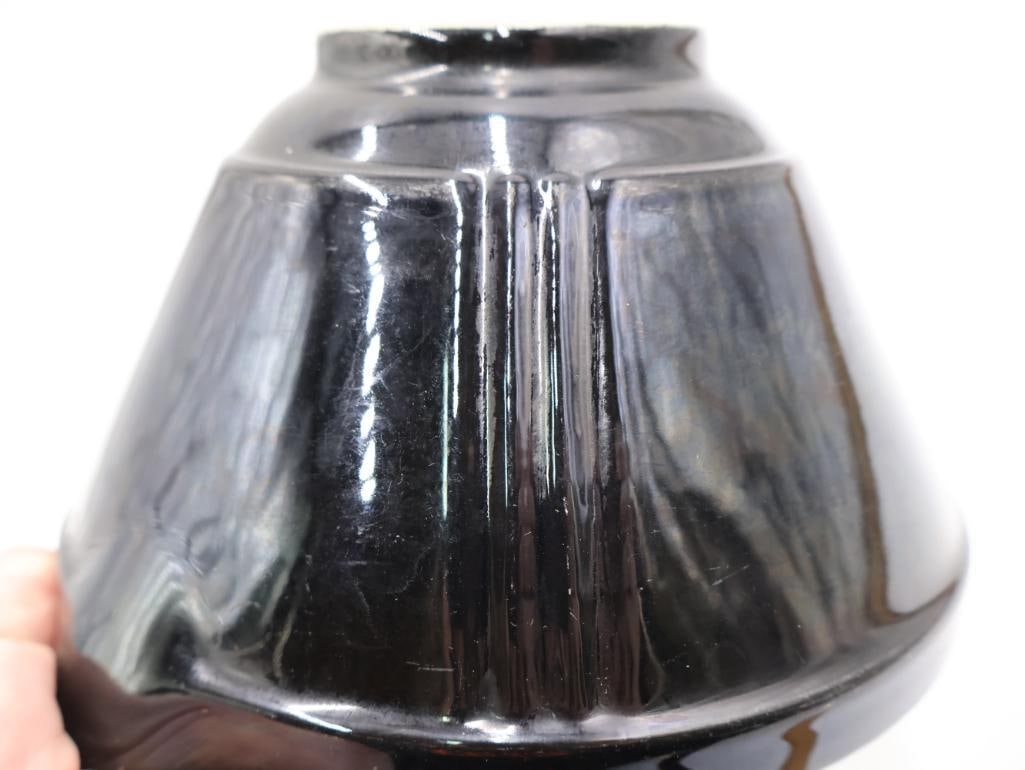 Vintage MCM Black Glazed Batter Bowl - 5