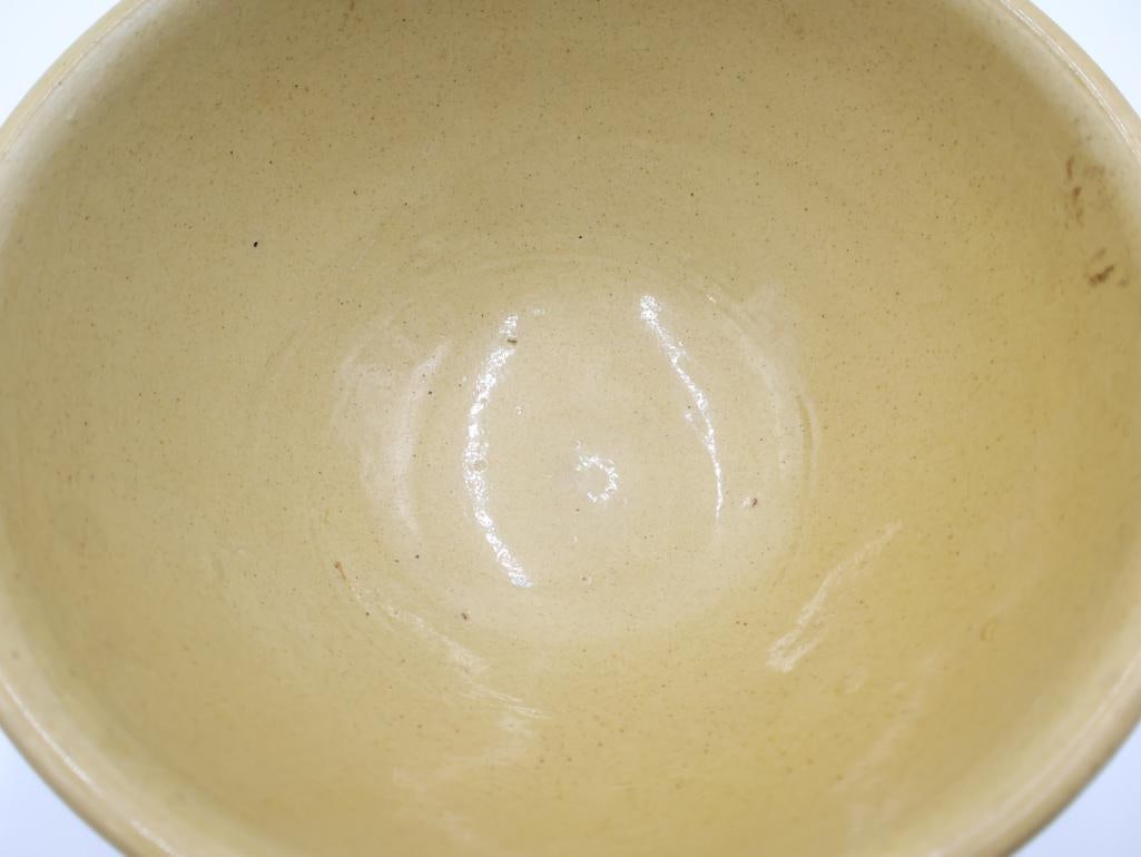 Two Vintage Yellow Ware Mixing Bowls with Wide White Stripe - 10