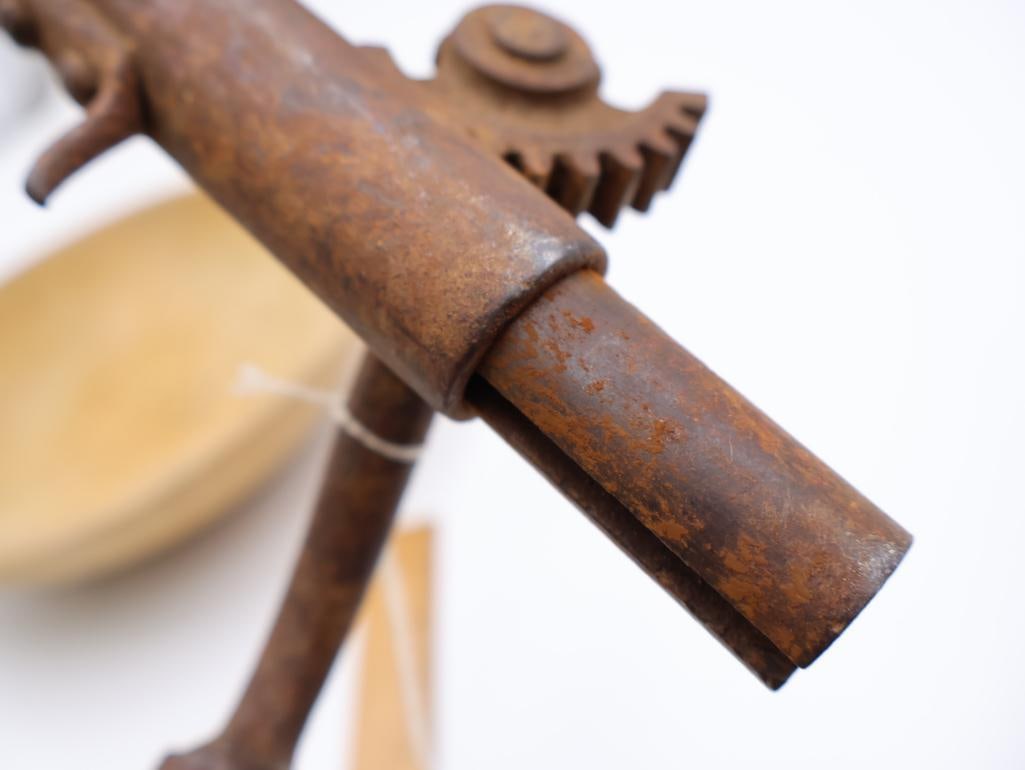 Antique 1880's Bottle Capper and Carved Wood Mixing Bowl - 5
