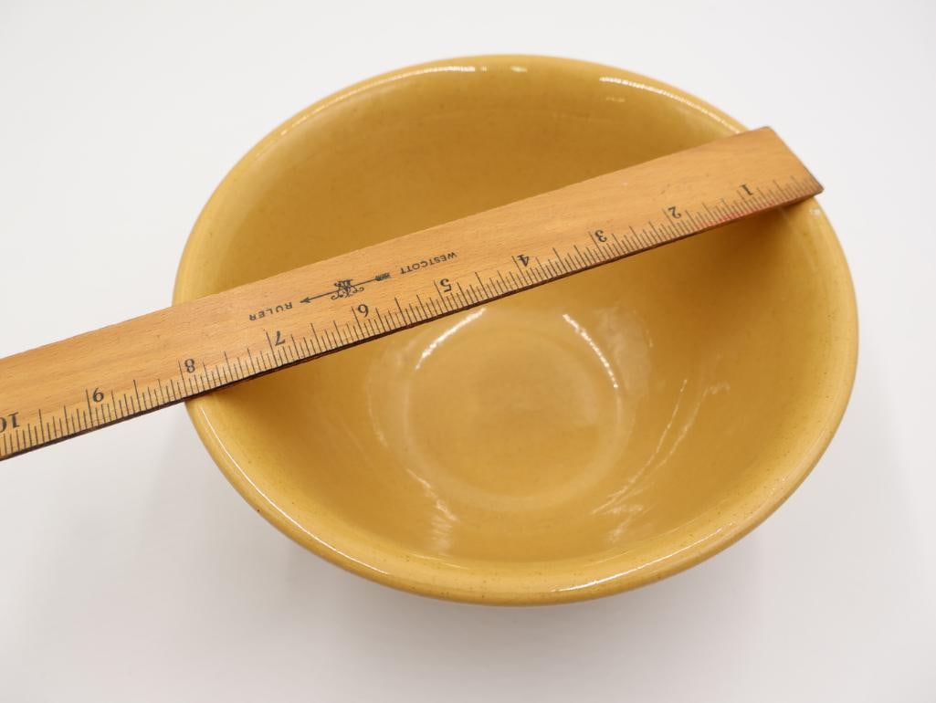 Vintage Trio of Yellow Ware Mixing Bowls - 14