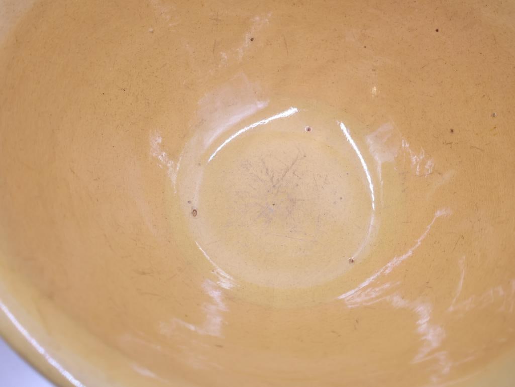 Vintage Trio of Yellow Ware Mixing Bowls - 4
