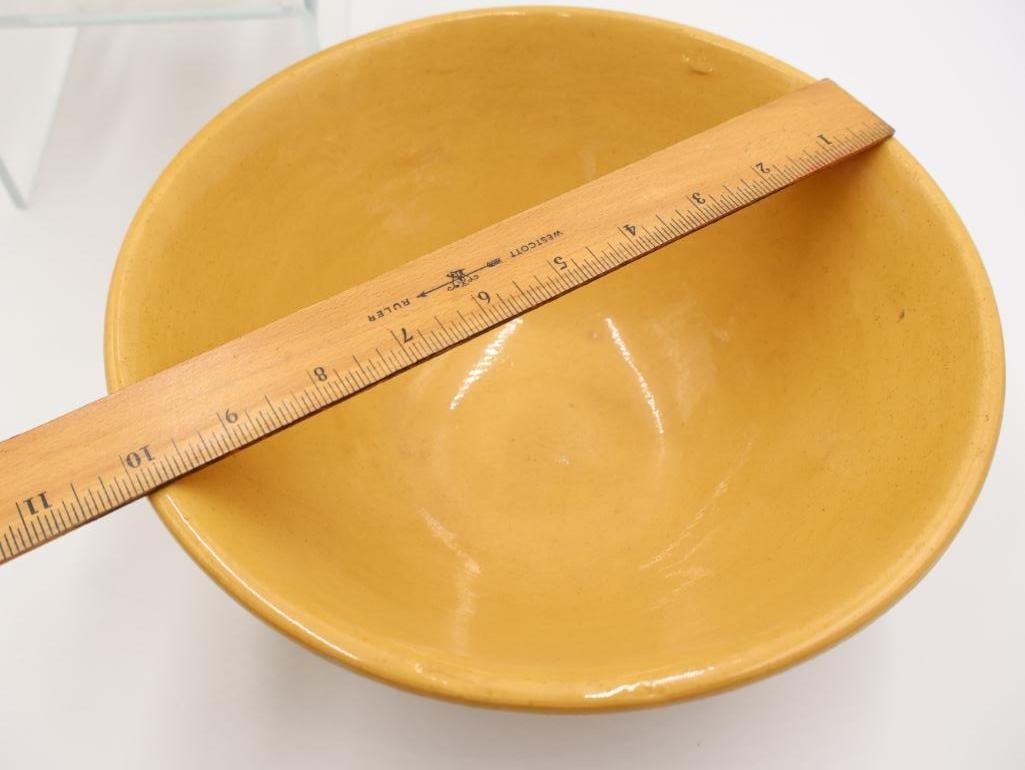 Vintage Trio of Yellow Ware Mixing Bowls - 8