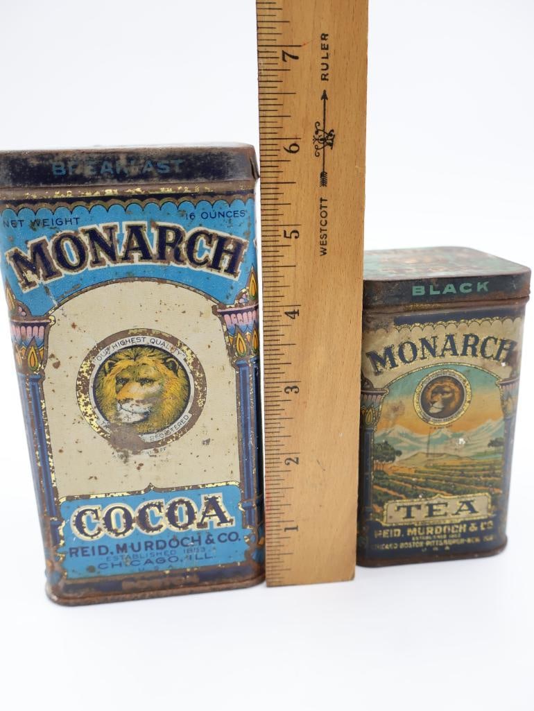 Two Monarch Vintage Cocoa and Tea Tins - 2