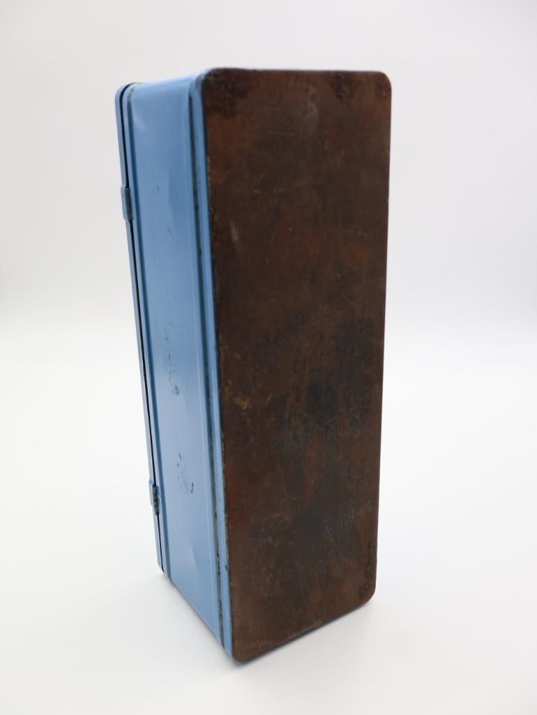 Vintage Metal Painted Blue Tool Box and Blue Arrow Street Sign - 11