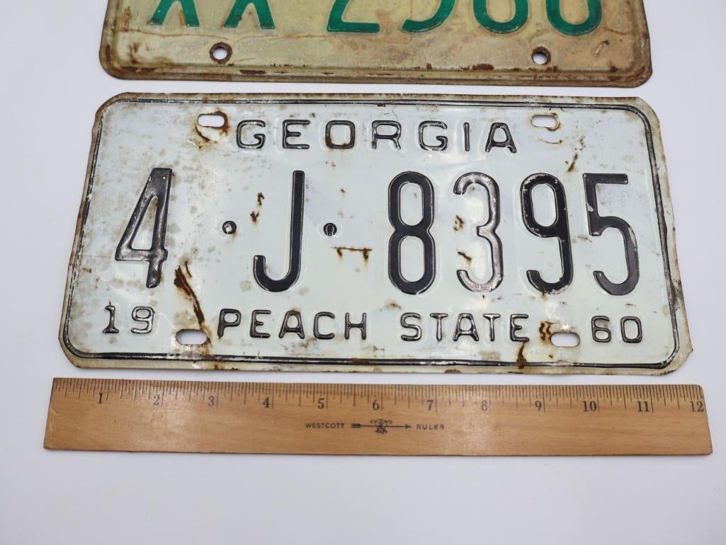 Vintage Oklahoma and Georgia License Plates - 2