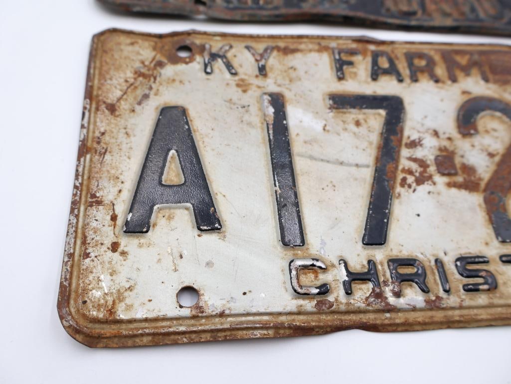 Vintage Farm Truck Idaho and Kentucky Christian License Plates - 3