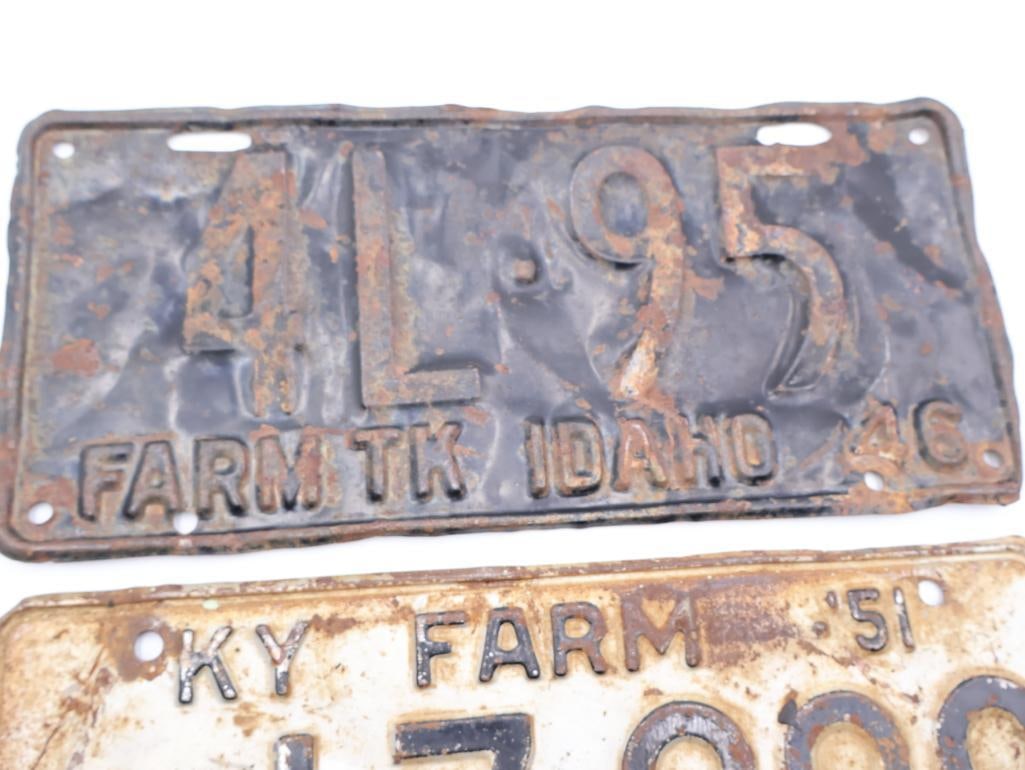 Vintage Farm Truck Idaho and Kentucky Christian License Plates - 5