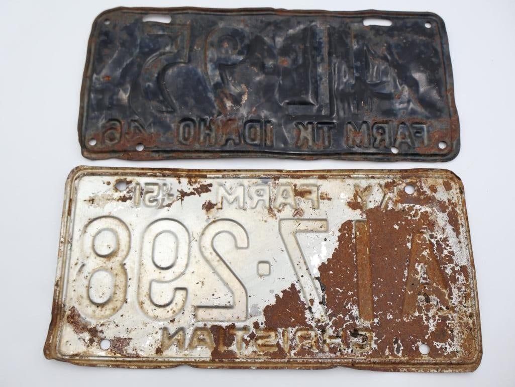 Vintage Farm Truck Idaho and Kentucky Christian License Plates - 8