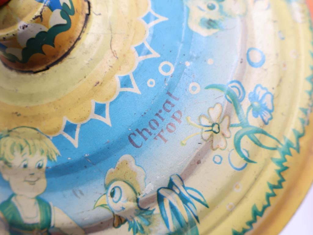 Vintage Kids Play Drum and Tintype Spinning Top - 14