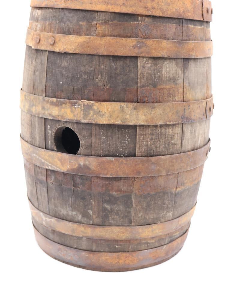 Small Antique Oak Beer Barrel - 4
