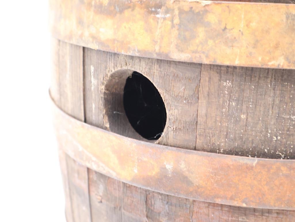 Small Antique Oak Beer Barrel - 5