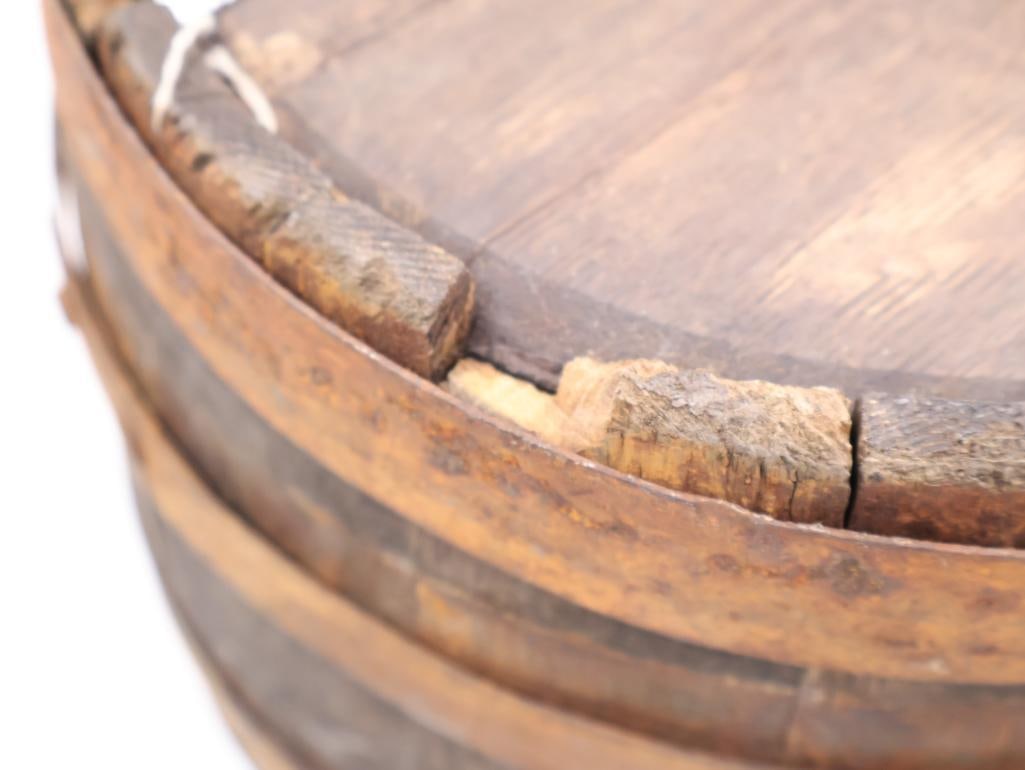 Small Antique Oak Beer Barrel - 7