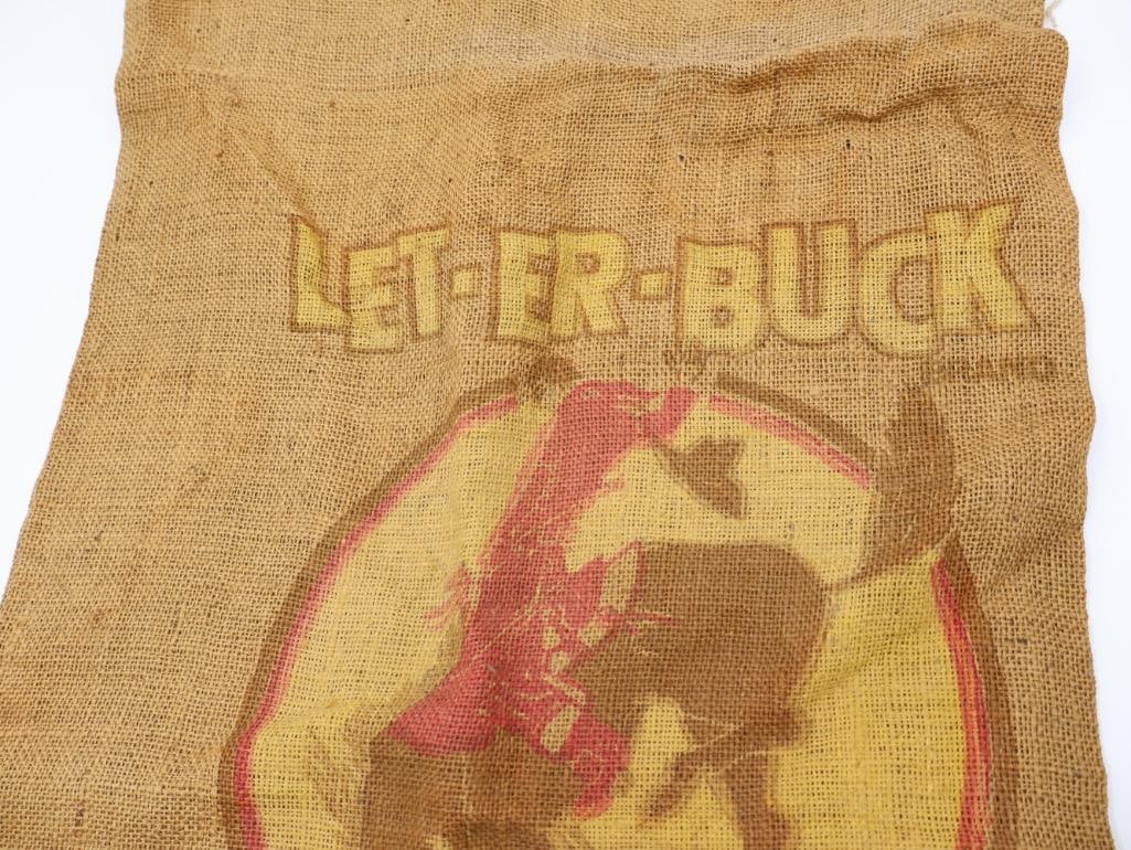 Pendleton 'LET-ER-BUCK" Seed Grain Vintage Burlap Bag - 4