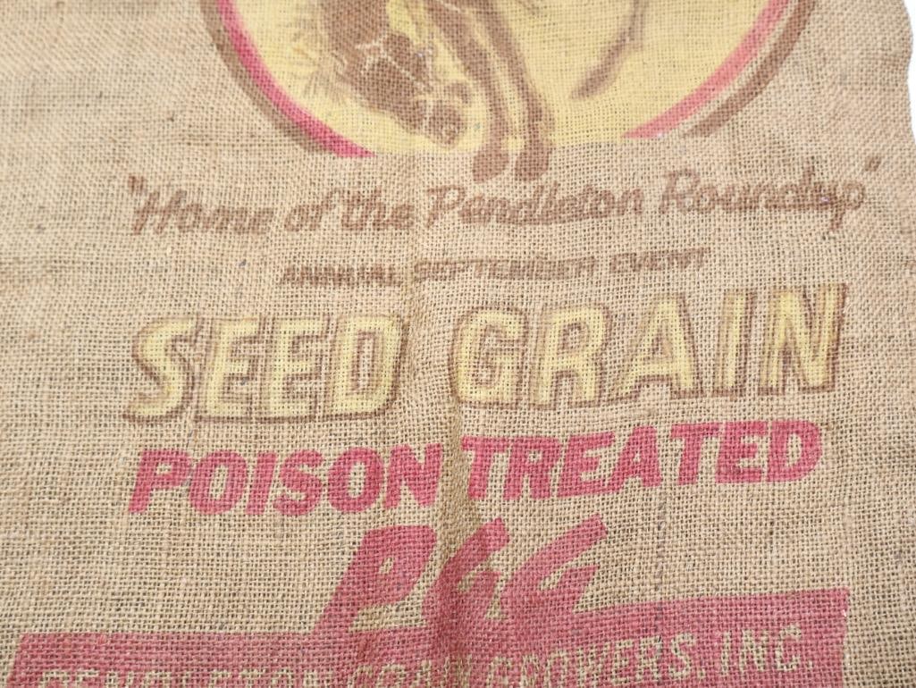 Pendleton 'LET-ER-BUCK" Seed Grain Vintage Burlap Bag - 6