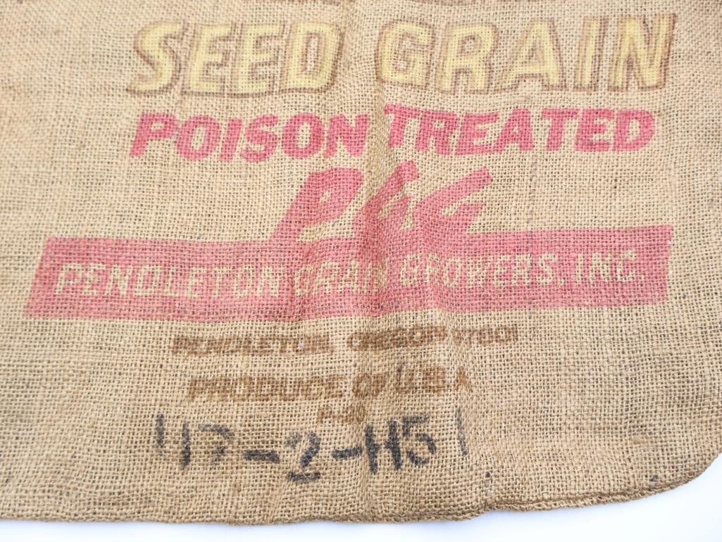 Pendleton 'LET-ER-BUCK" Seed Grain Vintage Burlap Bag - 7