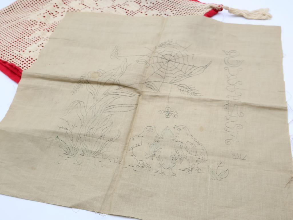 Vintage Sewing Pieces Including Embroidery Form - 7
