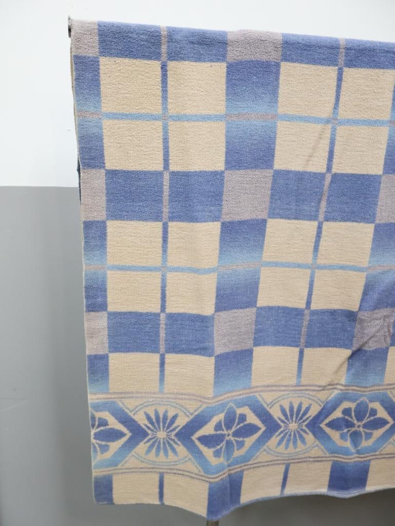 Vintage Blue and White Camp Blanket - 2