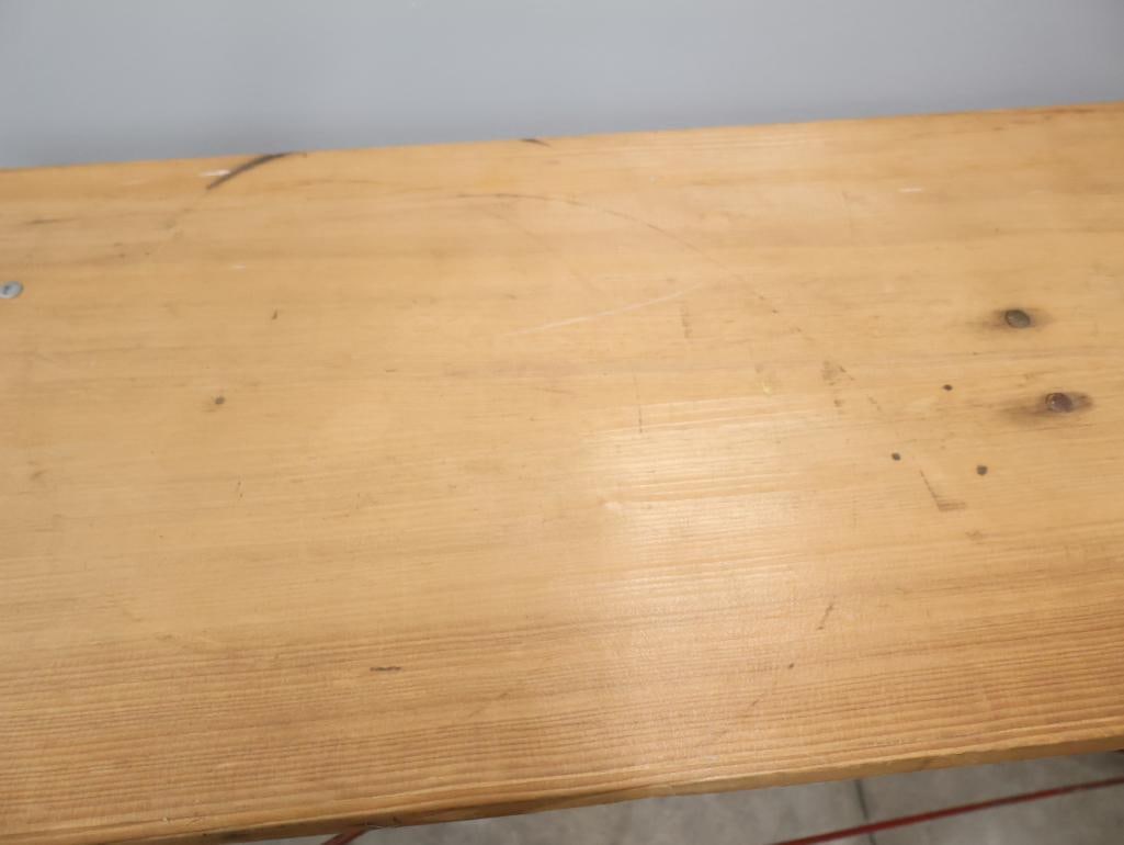 Vintage Wood Ironing Board with Red Metal Stand - 4