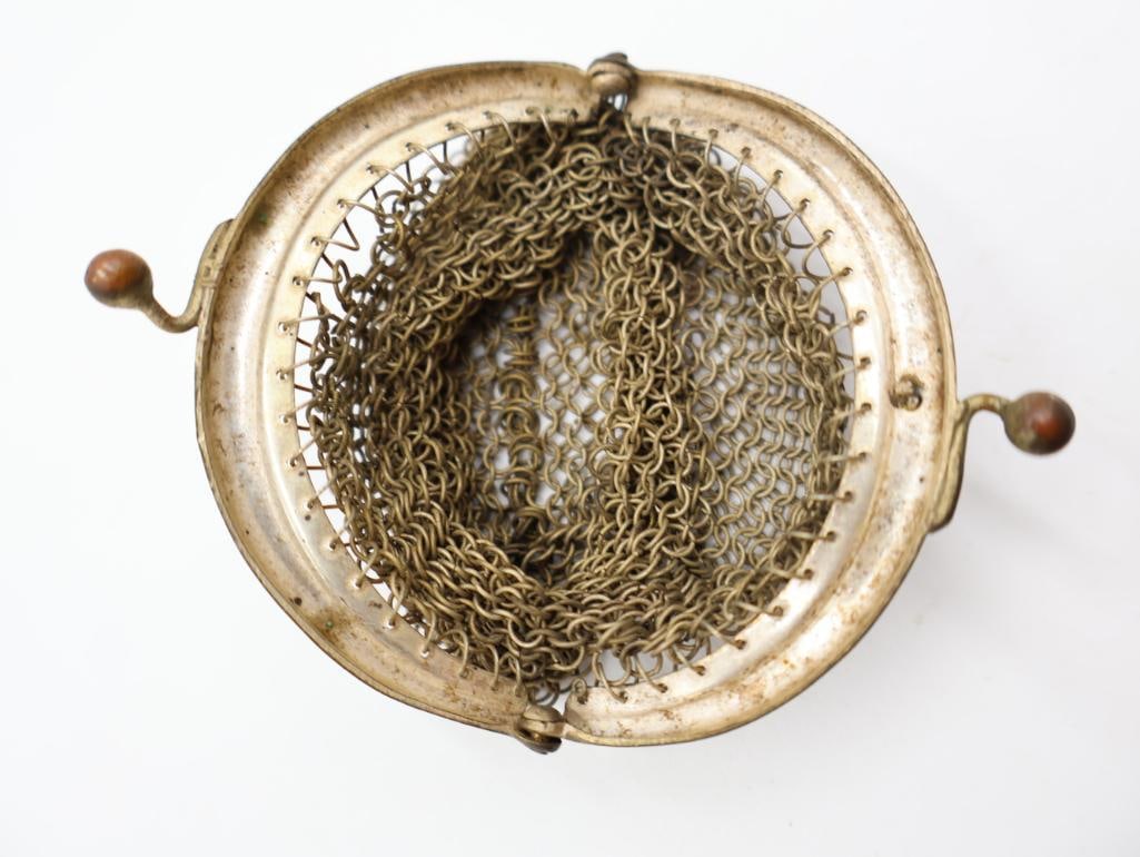 Antique Sterling Silver Clasp Metal Mesh Purse and Coin Pouch - 11