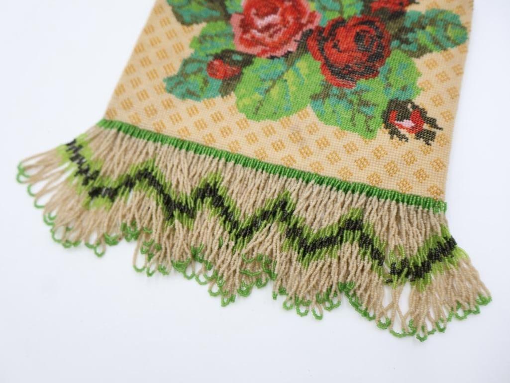 Lovely Vintage Beaded Floral Evening Purse with Fringe Bottom - 3