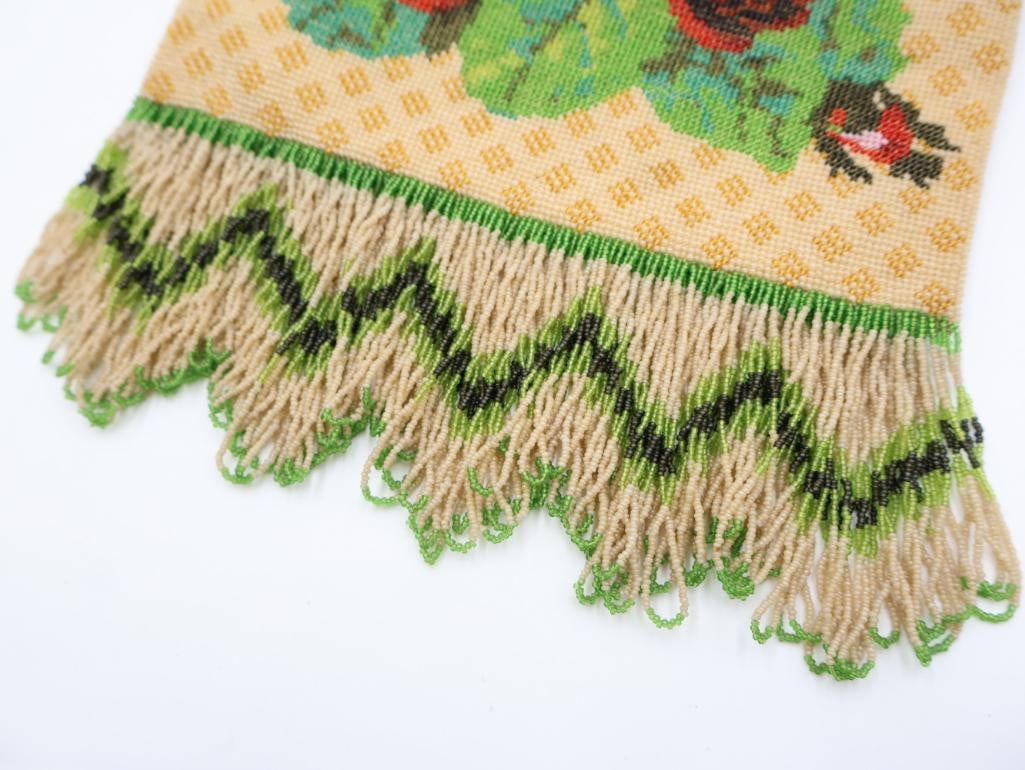 Lovely Vintage Beaded Floral Evening Purse with Fringe Bottom - 7