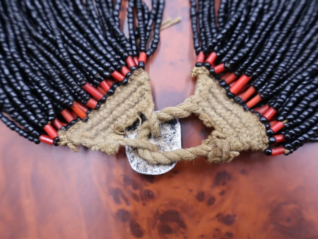 Vintage Naga Multi-Strand Black Glass Bead Necklace - 9