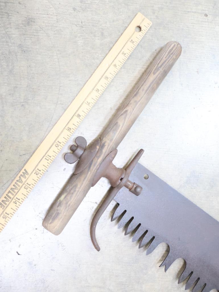 Antique Extra Long Two Man Crosscut Saw with Handles - 3